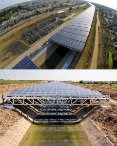 Solar panel over canal in Gujarat