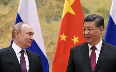 Chinese President Xi Jinping with his Russian counterpart Vladimir Putin during his Moscow visit.