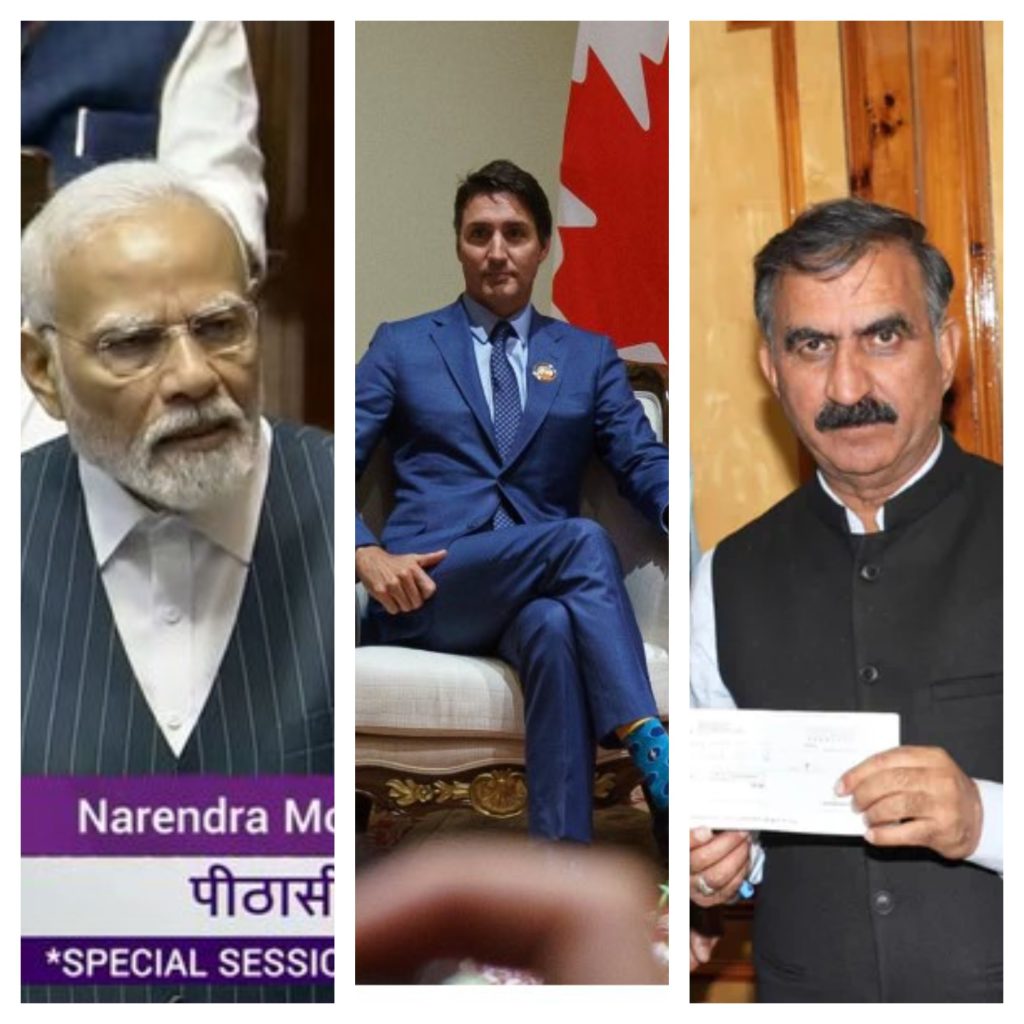 PM Narendra Modi; Canadian PM Justine Trudeau; Himachal Pradesh CM Sukhwinder Singh Sukkhu