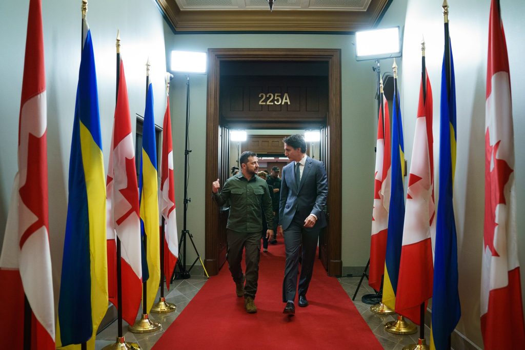 Canadian PM Justin Trudeau with Ukrainian President Volodymyr Zelenskyy