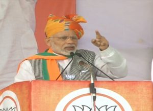 PM narendra Modi in an election rally in Rajasthan (2018)