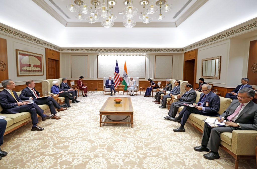 PM Narendra Modi and US President Joe Biden during delegation level talks.