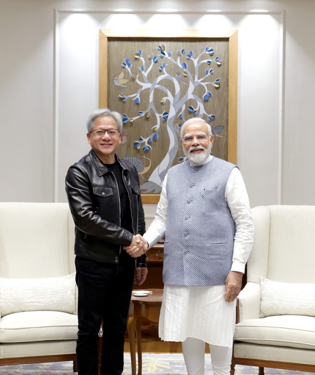 Jensen Huang, the CEO of nvidia with PM Narendra Modi