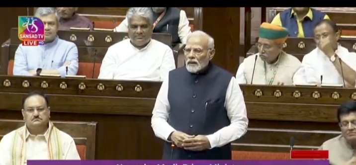 PM Narendra Modi in the Rajya Sabha