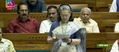 Former Congress president Sonia Gandhi in the Lok Sabha