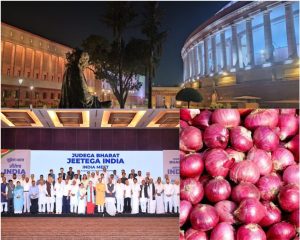 Old and new parliament building; INDIA leaders in Mumbai; Onions in Maharashtra