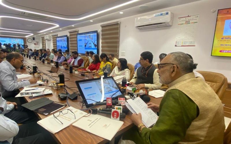 Panchayati Raj Minister Giriraj Singh while briefing achievements of his ministry recently.