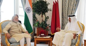 Prime Minister Narendra Modi with the ruler of Qatar Sheikh Tamim Bin Hamad Al Thani during his official visit to Doha in 2016