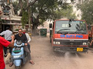 Anti-smog spraying being done in parts of Delhi