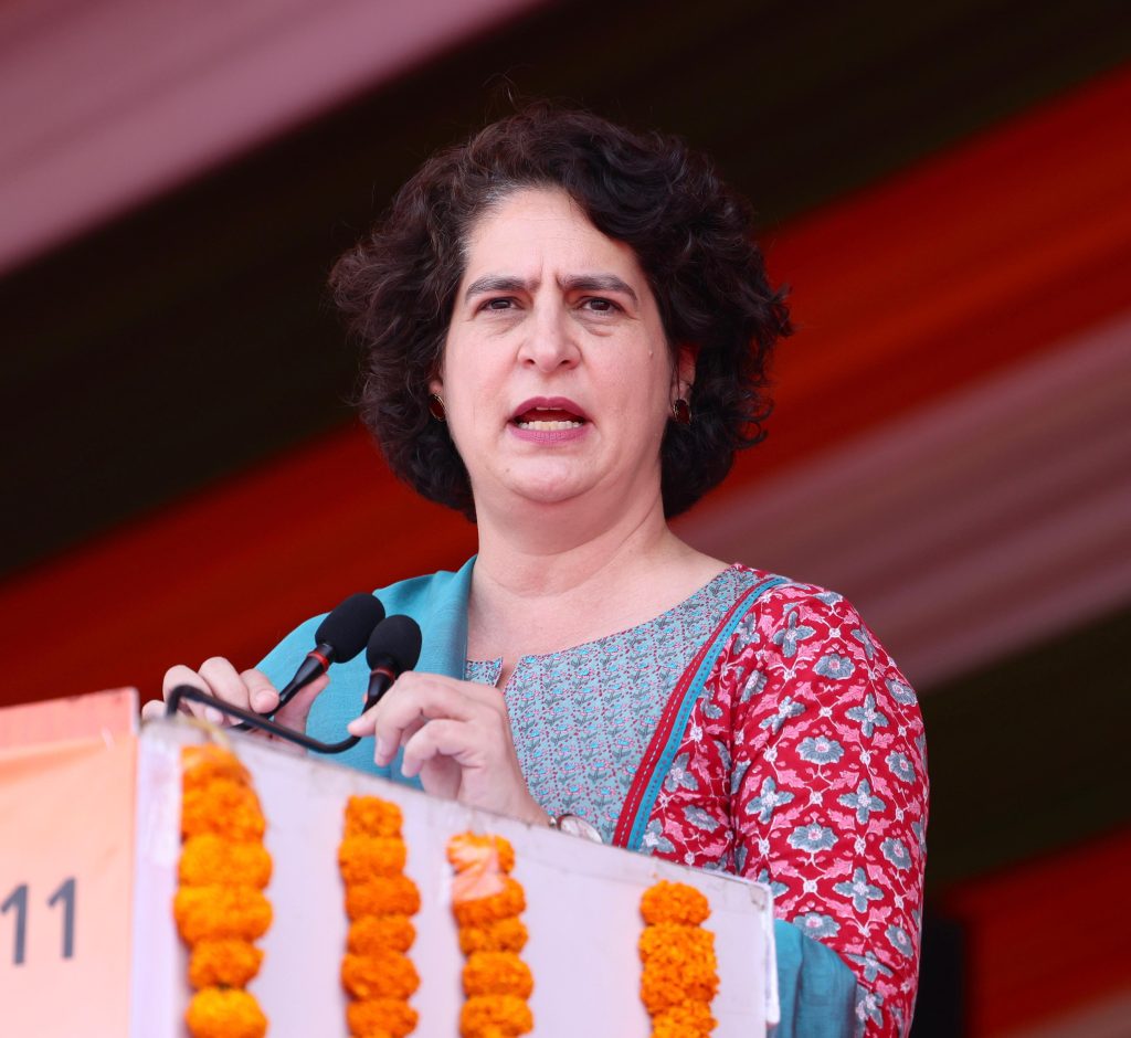 Congress general secretary (national) Priyanka Gandhi Vadra in Sanwer Assembly seat in Madhya Pradesh on Wednesday