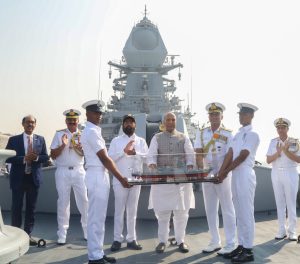 Defence Minister Rajnath Singh at commissioning of INS Imphal