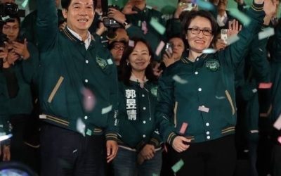 Taiwan Election verdict celebrations by DPP