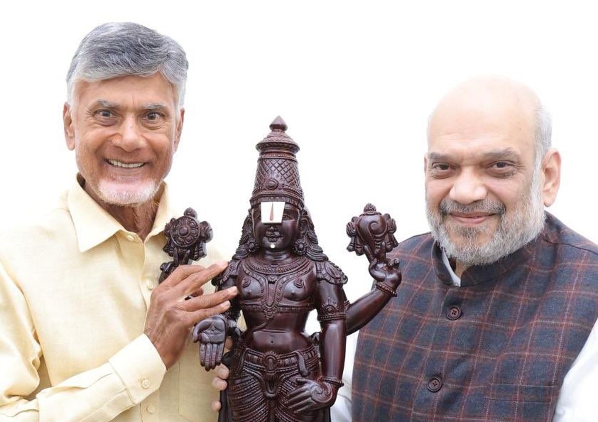 N Chandra Babu Naidu with Amit Shah (Image credit X TDP)