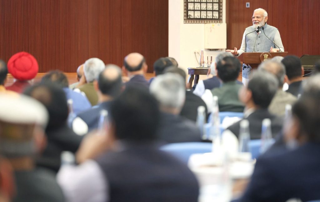 PM Narendra Modi at council of ministers meeting (Image credit PMO)