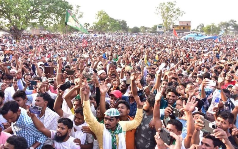 A public meeting of RJD leader Tejashwi Yadav in Banka, Bihar