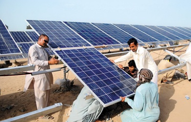Solar Panels being installed in Pakistan (Image credit X @AmbXieFeng)