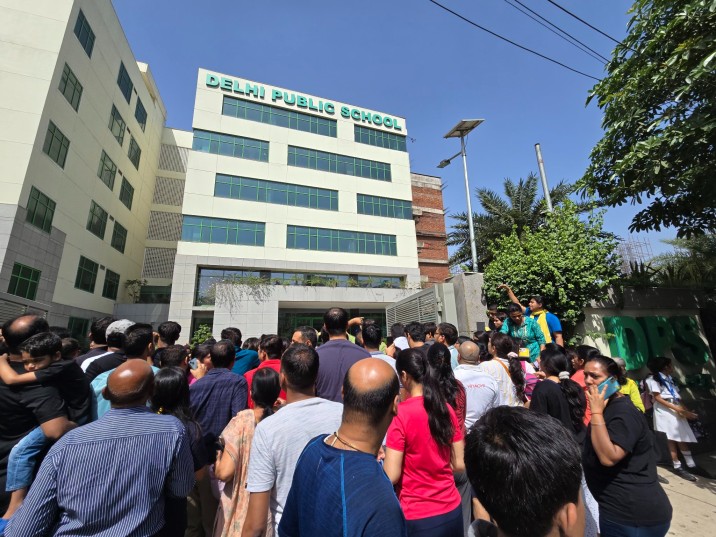 Parents outside DPS Noida school