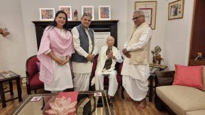 RSS leaders with BJP patriarch LK Advani after he received Bharat Ratna Award
