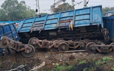 A Goods train derailed on Thursday in Shahdol