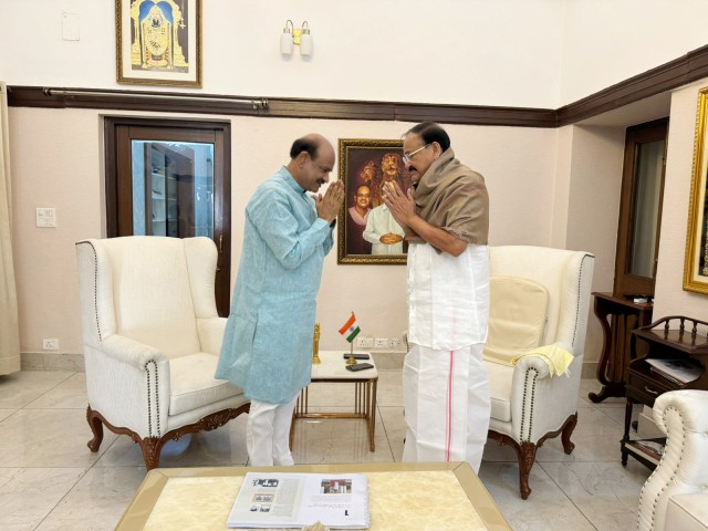 NDA Nominee for Lok sabha Speaker Om Birla with former Vice President M Venkaiah Naidu