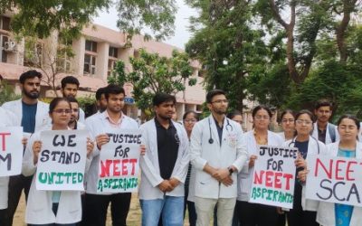 NEET protests by medical students in Rohtak in Haryana