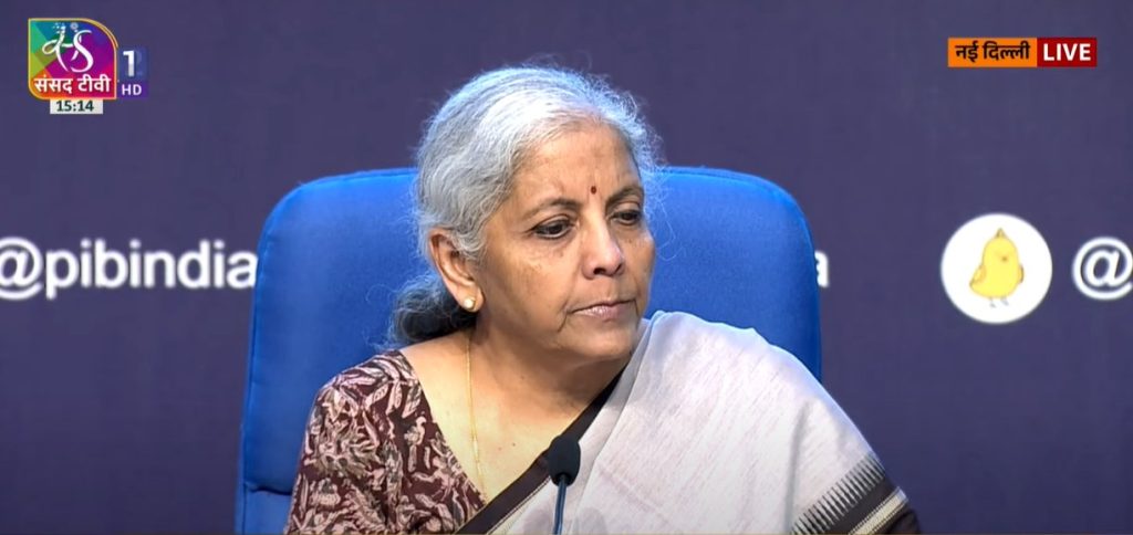 Finance Minister Nirmala Sitharaman addresses a post-Budget press conference