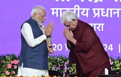 Jammu and Kashmir LG manoj Sinha with PM narendra Modi