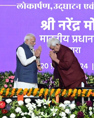 Jammu and Kashmir LG manoj Sinha with PM narendra Modi