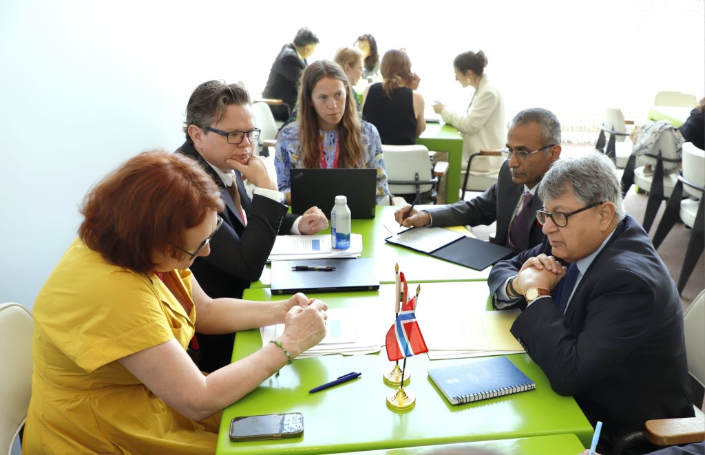 Niti Aayog vice chairman Suman Bery with Norwegian deputy minister Sandkjaer Bjorg