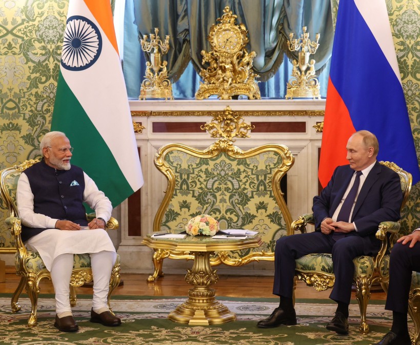 PM Narendra Modi with Russian President Vladimir Putin on Tuesday