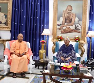 Uttar Pradesh CM Yogi Adityanath with state Governor Anandiben Patel on Wednesday evening