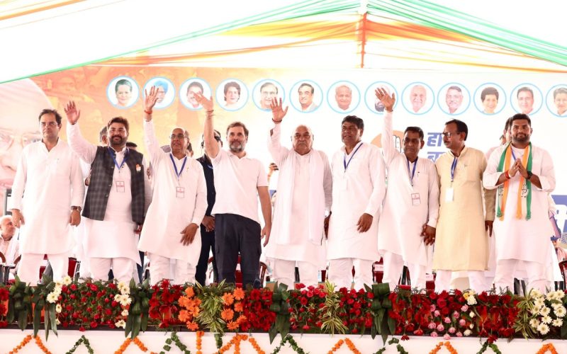 Congress leader Rahul Gandhi at a Haryana rally