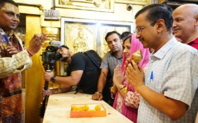 Delhi CM Arvind Kejriwal at Hanuman Temple after release from Tihar Jail