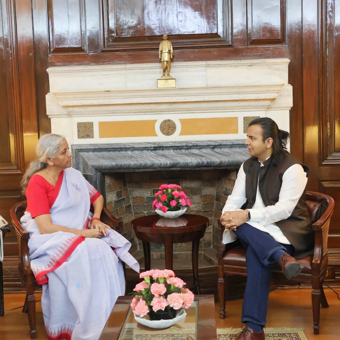 FM Nirmala Sitharaman with Ola CEO Bhavish Agarwal