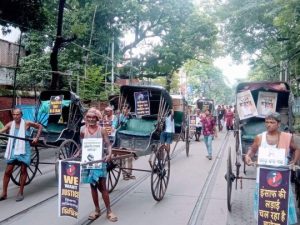 Kolkata protests by rickshaw pullers against RG Kar rape-murder