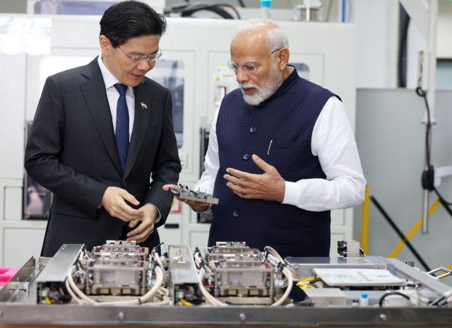 PM Narendra Modi with his Singapore counterpart Lawrence Wong