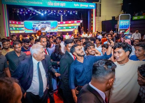 Sri Lanka president Ranil Wickremesinghe during poll campaign