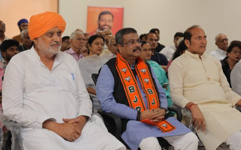 Union Minister Dharmendra Pradhan at a BJP meeting