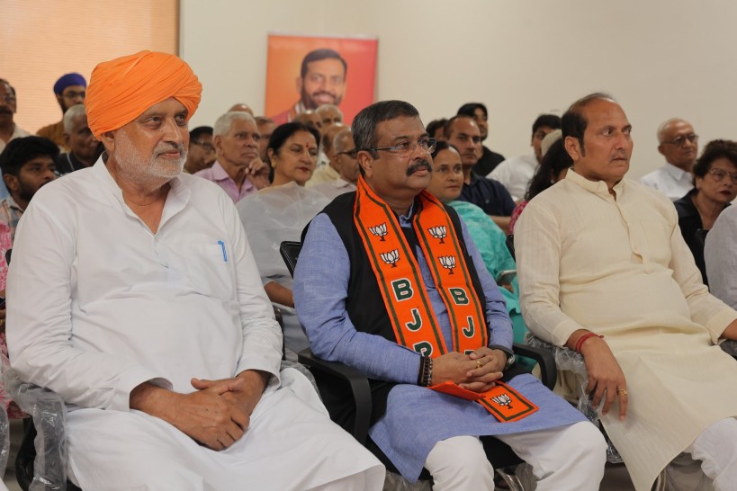 Union Minister Dharmendra Pradhan at a BJP meeting