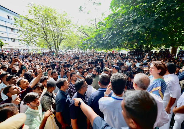 Congress general secretary Priyanka Gandhi Vadra campaigns in Wayanad on Monday