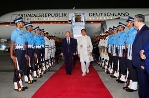 German Chancellor Olaf Scholz of Germany lands in New Delhi