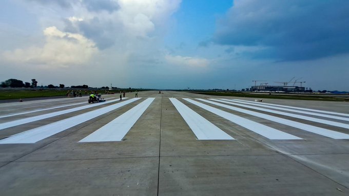 Runway markings at Jewar Airport