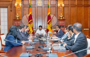 Sri Lankan President Anura Kumara Dissanayake with IMF team in Colombo on Friday