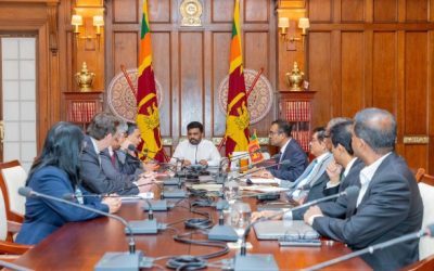 Sri Lankan President Anura Kumara Dissanayake with IMF team in Colombo on Friday