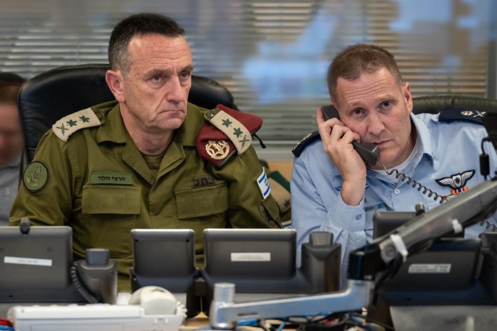 The Chief of the General Staff, LTG Herzi Halevi, with the Commanding Officer of the Israeli Air Force, Maj. Gen. Tomer Bar.