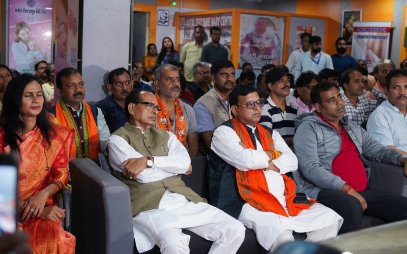 Union Minister Shivraj Singh Chouhan listens to Mann ki Baat in Jharkhand
