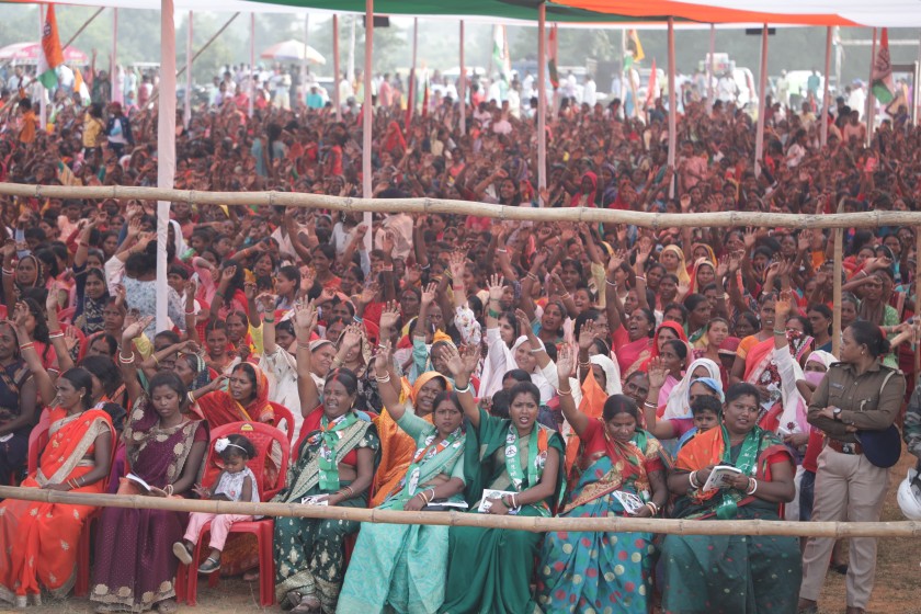 A JMM Election rally in Petarwar block in Jharkhand. Image credit X.com @KumarJaiMangal