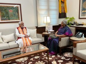 BJP leader Ashwini Kumar Choubey called on Finance Minister Nirmala Sitharaman on Monday. Image credit Ministry of Finance