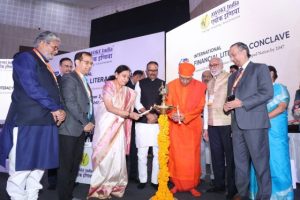 Brijesh Pathak, Dy CM, at Financial Literacy conference of BSE Image credit BSE India