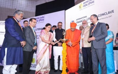 Brijesh Pathak, Dy CM, at Financial Literacy conference of BSE Image credit BSE India